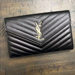 YSL Monogram chain wallet in quilted leather